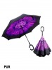 Purple Flower Print Double Layer Inverted Umbrellas W/ C-Shaped Handle